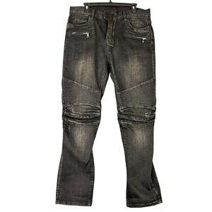 Balmain Paris Designer Moto Jeans 38 ribbed denim zip pocket‎ luxury fit